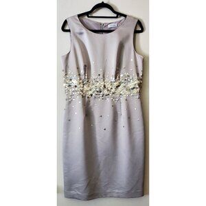 Calvin Klein silver grey silk and sequin dress